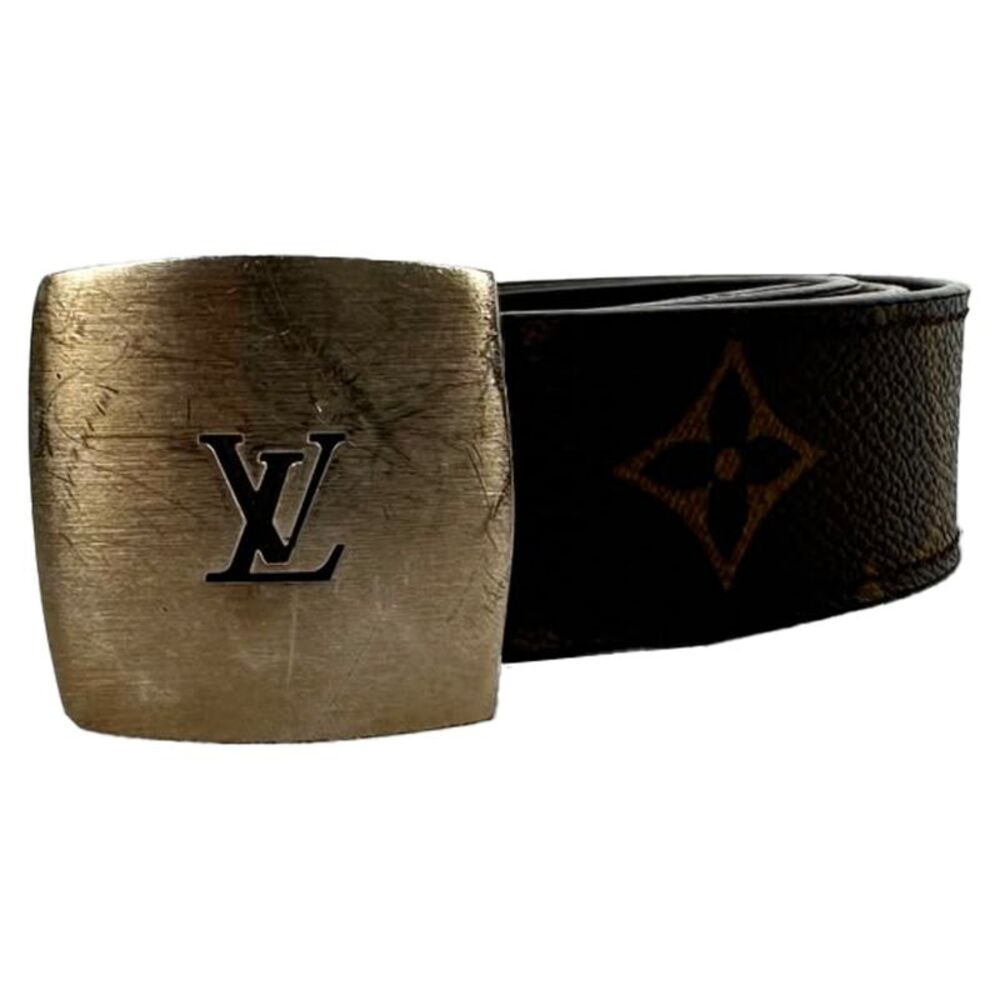 Louis Vuitton Vintage Monogram Buckled Belt in Brown Coated Canvas